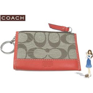COACH（コーチ） 小銭入れ シグネチャー ミニ スキニー カーキ／オレンジ 42390 - 拡大画像