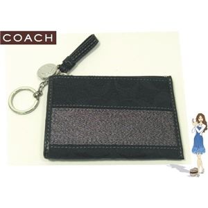 COACH（コーチ） 小銭入れ シグネチャー ストライプ ミニ スキニー ブラック／ガンメタル 42021 - 拡大画像