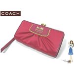 COACH(コーチ) アマンダ サテン フレームド クラッチ 2つ折り財布 マジェンダ 42033