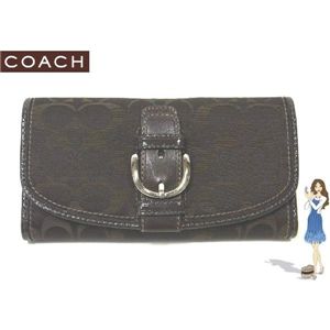 COACH（コーチ） ソーホー シグネチャー チェックブック ３つ折り長財布 ブラウン 42060 - 拡大画像