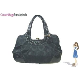 COACH(コーチ) エルゴ シグネチャー プリーテッド フレームド スティッチ ブラック 13610 - 拡大画像