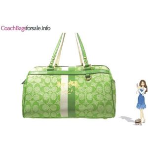 COACH(コーチ) ヘリテージ ストライプ ジップ サッチェル グリーン 13190 - 拡大画像