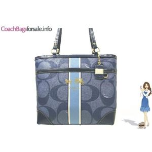 COACH(コーチ) ヘリテージ ストライプ デニム トート 12494 - 拡大画像