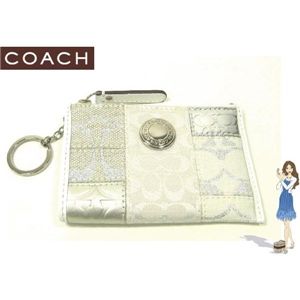 COACH(コーチ) 小銭入れ シグネチャー ストライプ パッチワーク ミニ スキニー シルバー/マルチカラー 42476 - 拡大画像