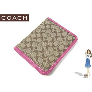 COACH(コーチ) 定期入れ シグネチャー トラベル ピクチャー フレーム カーキ/ピンク 60350 - 拡大画像