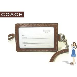 COACH(コーチ) IDカードネックストラップ シグネチャー ランヤード ブラウン 60357 - 拡大画像