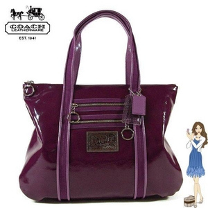 COACH(コーチ) トートバッグ POPPY ポピー パテント グラム パープル 13836 - 拡大画像