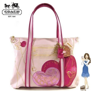 COACH（コーチ） トートバッグ POPPY ポピー メタリック レザー グラム ピンク 14551 - 拡大画像