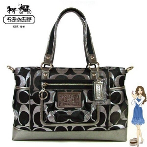 COACH�i�R�[�`�j �u�b�N�g�[�g�o�b�O POPPY �|�s�[ �|�b�v �V�O�l�`���[ �����b�N�X �u���b�N�^�K�����^�� 14437