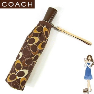 COACH(コーチ) 折りたたみ傘 アウトライン シグネチャー アンブレラ ブラウン 60495 - 拡大画像