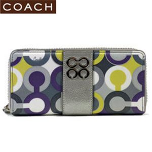 【春の最新モデル2010】COACH(コーチ) ジュリア スカーフプリント 43852 アラウンド長財布 ライラックマルチカラー - 拡大画像