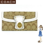 Coach(コーチ) スリム エンベロープ 3つ折り長財布 レガシー シグネチャー ホワイト 41955