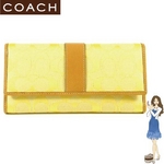 Coach(コーチ) 3つ折り長財布 シグネチャー チェックブック イエロー 41878 Coach(コーチ) 3つ折り長財布 シグネチャー チェックブック イエロー 41878|