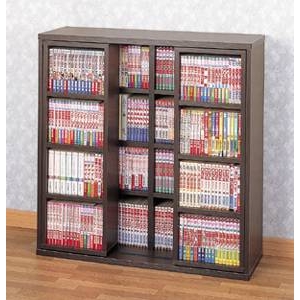 スライド式コミック収納 ブラウン