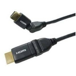 ミヨシ（MCO） イーサネット対応ハイスピードHDMIダブルスイングケーブル19ピン-19ピン 2.0m HDM-HESW20／BK