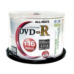 ALL-WAYS DVD-Rメディア 録画用16倍速　CPRM対応　50枚スピンドル　ACPR16X50PW