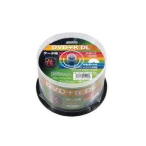 HIDISC　DVD＋R DＬデ－タ用メディア　レーベル ワイドタイプ プリンタブル白50枚スピンドル　HDD+R85HP50 - 拡大画像