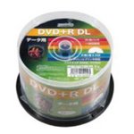 HIDISC　DVD＋R DＬデ−タ用メディア　レーベル ワイドタイプ プリンタブル白50枚スピンドル　HDD+R85HP50
