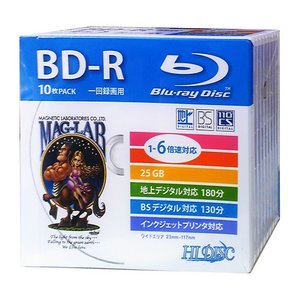 BD-R録画用メディア6倍速　レーベル ワイドタイプ プリンタブル白 枚数 5枚 5mmSlimケース5個セット HDBD-R6X10SC-5P