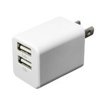 ミヨシ 2.4A 2口タイプUSB-ACアダプタ ホワイト