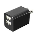 ミヨシ 2.4A 2口タイプUSB-ACアダプタ ブラック