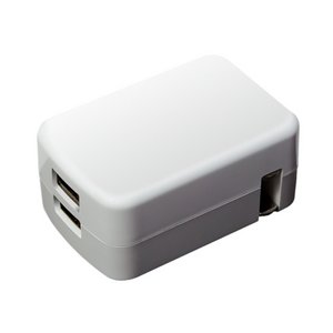 ミヨシ 2ポート搭載USB-ACアダプタ　ホワイト　IPA-24U2/WH - 拡大画像
