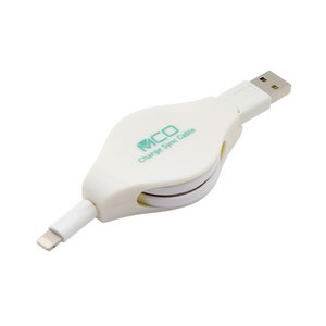 ミヨシ　ライトニングコネクタ付巻き取り式USBケーブル　1m　SLC-R10/WH 商品画像