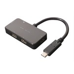 ミヨシ （MCO） USB-C対応 4ポートUSBハブ ケーブル一体型タイプ USH-C02/BK　ブラック