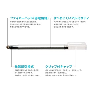 ミヨシ(MCO) 先端を交換できるタッチペン なめらかタイプ レッド STP-L01/RD 【3本セット】 商品写真4