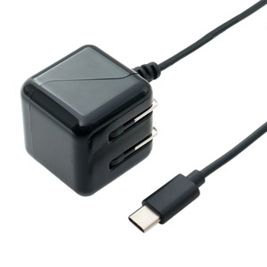 ミヨシ 最大2.1A USB Type-C対応 キューブ型充電用ACアダプタ 2m ブラック IPA-CC20/BK 商品写真