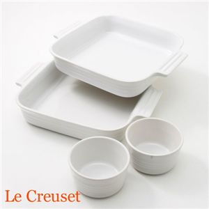 Le Creuset（ルクルーゼ） ラムカン大＆スクエアディッシュ 各2枚計4点セット - 拡大画像