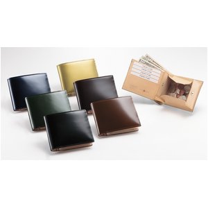 グレンフィールド　コードバン二つ折り財布（宮内レザー） ゴールド - 拡大画像