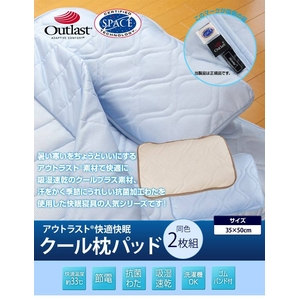 アウトラスト(R) 快適快眠クール枕パッド ブルー【同色2枚セット】