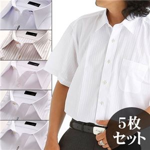 カラーステッチ 半袖Yシャツ 5枚セット Lサイズ - 拡大画像