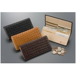 ブライドルレザーメッシュ長札財布 バーガンディ