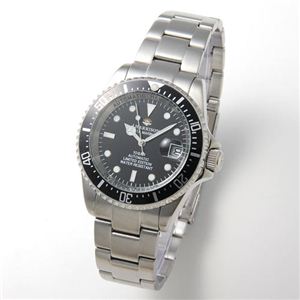 J.HARRISON　オートマチック　10気圧防水　ブレスウォッチ JH-010BB-2 ブラック - 拡大画像