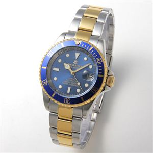 J.HARRISON オートマチック 10気圧防水 ブレスウォッチ JH-010GBL-2 ブルー×ゴールド