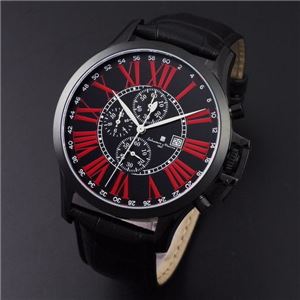 Salvatore Marra（サルバトーレ マーラ） クロノグラフメンズウォッチ ブラック＆レッド文字（ブラック） SM13103-IPBKRD