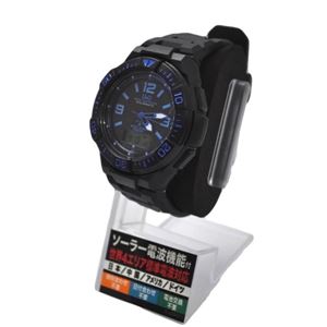 CITIZEN（シチズン） Q＆Q 世界5局対応電波ソーラーウォッチ MD06-335 ブラック＆ブルー（ローマ）