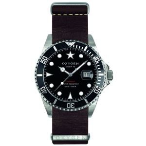 OXYGEN（オキシゲン） 腕時計 Diver 40（ダイバー 40） Moby Dick（モビー ディック） NATO Leather ブラック - 拡大画像