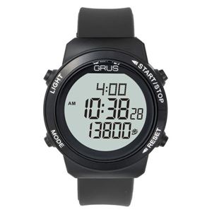 GRUS（グルス） 腕時計 認知症予防 歩幅計測 ウォーキングウォッチ ブラック GRS001-02 - 拡大画像
