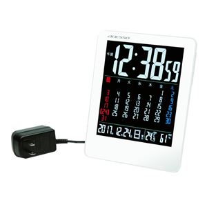ADESSO(アデッソ) カラーカレンダー電波時計 ホワイト NA-929 商品写真