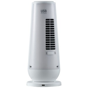 USBポート付きミニタワーファン（サーキュレーター） 自動首振り/アロマオイル対応【APIX（アピックス）】ホワイト（白） AFT-325M-WH - 拡大画像