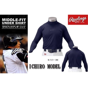 ICHIRO（イチロー）アンダーシャツ♪ RAWLINGS（ローリングス） ハイネック長袖ミドルフィットアンダーシャツ BRD-51 ブラック XO