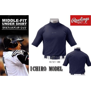 ICHIRO（イチロー）アンダーシャツ♪ RAWLINGS（ローリングス） ハイネック半袖ミドルフィットアンダーシャツ BRD-52 レッド(23) L