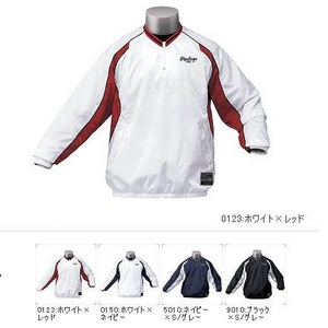 ★2010年モデル★ Rawlings（ローリングス） 長袖Vジャン XO ホワイト×レッド(0123)