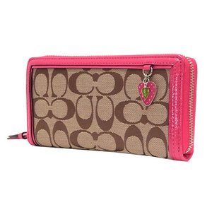 【COACH　OUTLET】コーチ　シグネチャー ストロベリー チャーム ジップアラウンド/ 長財布　F48781 SKHFX