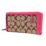 【COACH　OUTLET】コーチ　シグネチャー ストロベリー チャーム ジップアラウンド/ 長財布　F48781 SKHFX