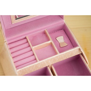 ジュエリーボックス/宝石箱 【バッグ型】 ミラー/引き出し収納付き TR2118 ピンク 商品写真2