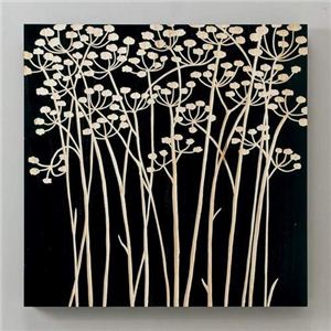 風景専門店あゆわら 《木彫りアート》ウッドスカルプチャー アート フィールドフラワー ブラック - 拡大画像